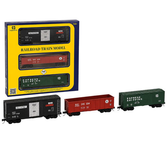 HANFIY 95015 HO 1:87 Freight Train Model 3-Car Set | Reefer, Gondola & Box Car