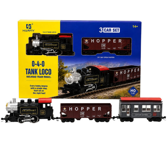 HANFIY 66600A HO 1:87 Scale 0-4-0 Tank Loco 3 Car Train Set | Collector Railway Model