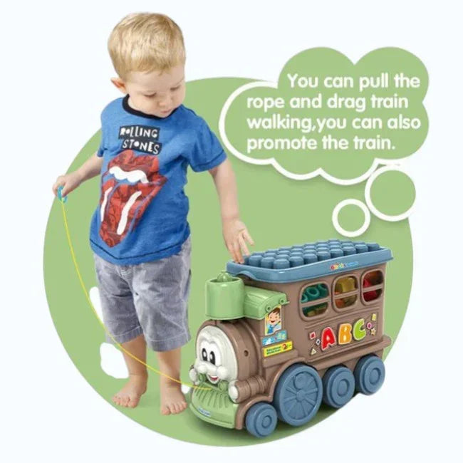 Plastic Train DIY Building Block Set 22 Pieces | Kids Assemble Soft Rubber Blocks Educational Toy