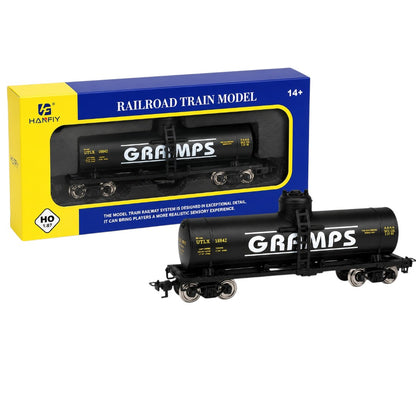 HANFIY 98450 HO 1:87 GRAMPS Black Tank Car Model | 18cm Railroad Freight Wagon for Model Train Collection