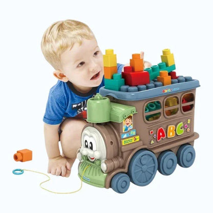 Plastic Train DIY Building Block Set 22 Pieces | Kids Assemble Soft Rubber Blocks Educational Toy