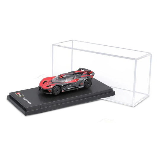Bburago 1:64 Bugatti Bolide Red & Black Diecast Model Car with Display Case