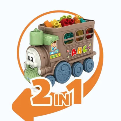 Plastic Train DIY Building Block Set 22 Pieces | Kids Assemble Soft Rubber Blocks Educational Toy