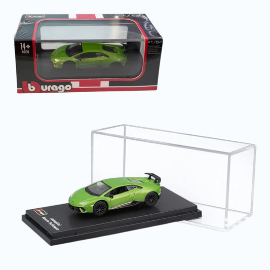 Bburago 1:64 Lamborghini Huracán Performante Green Diecast Model Car with Display Case