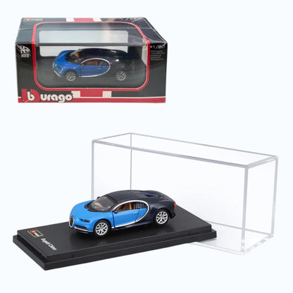 Bburago 1:64 Bugatti Chiron Blue Diecast Model Car with Display Case