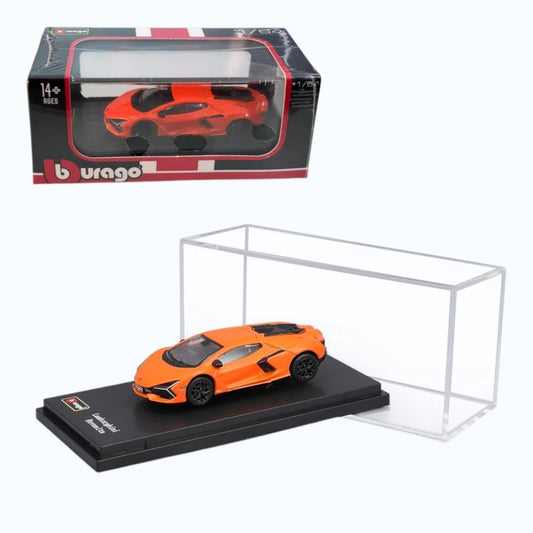 Bburago 1:64 Lamborghini Revuelto Orange Diecast Model Car with Display Case