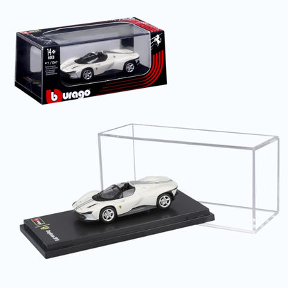 Bburago 1:64 Ferrari Daytona SP3 White Diecast Model Car with Display Case