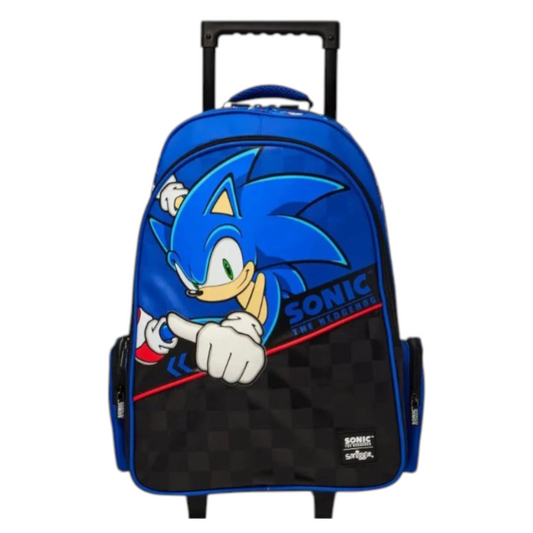 Smiggle Sonic The Hedgehog Trolley School Bag – Kids Wheeled Backpack with Extendable Handle for Grade 2–5