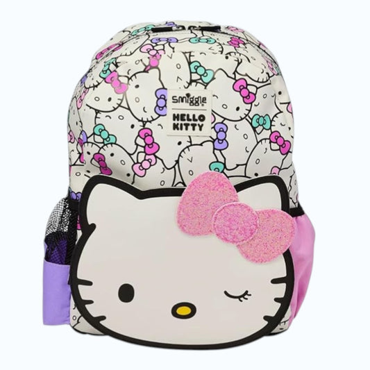 Smiggle Hello Kitty Kids Backpack | Cute Cartoon School Bag with Bow Design