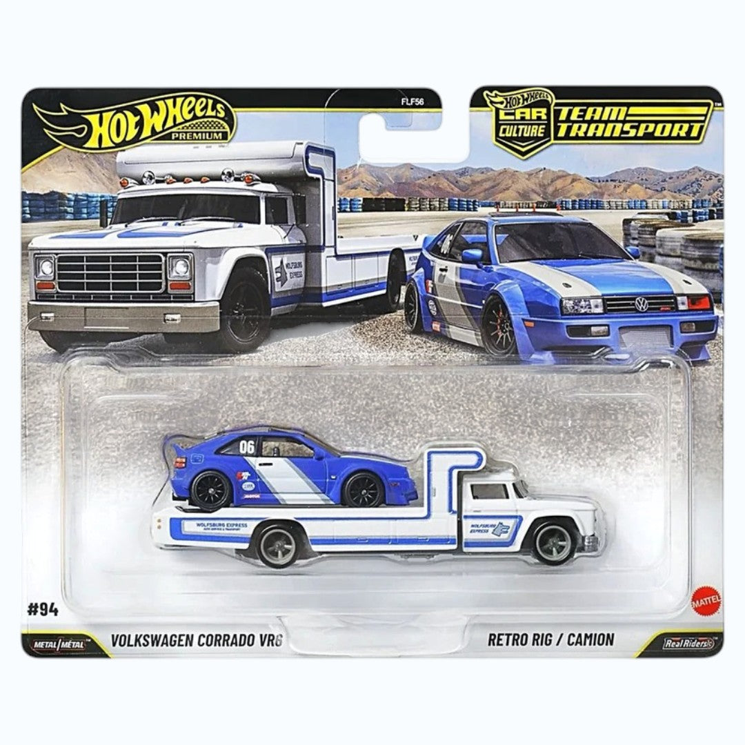 Hot Wheels Premium Car Culture Team Transport Volkswagen Corrado VR6 & Retro Rig Die-Cast Set