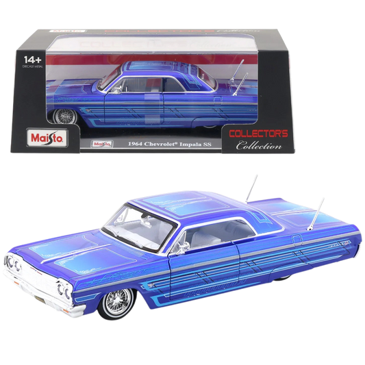 Maisto 1964 Chevrolet Impala SS Custom 1:24 Diecast Model Car with Acrylic Display Case – Classic Lowrider Collectible
