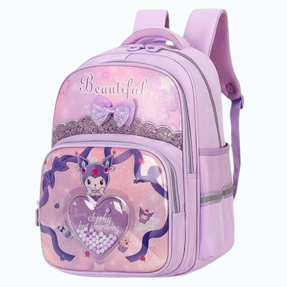 Stylish School Backpack for Girls – Cartoon Print Water-Resistant School Bag for Kids 8–12 Years (41 x 32 x 15 cm)
