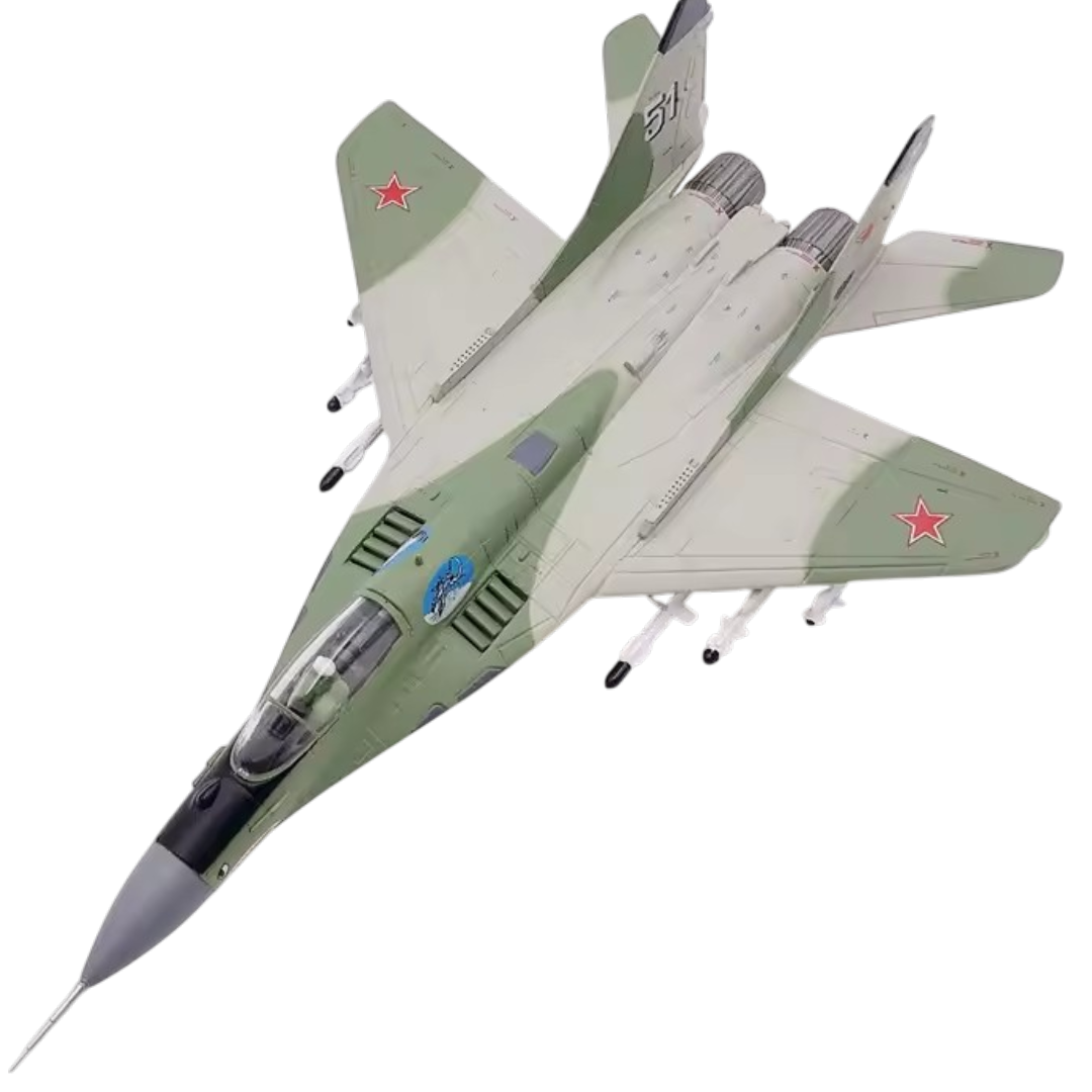 MiG-29 Fulcrum Russian Fighter Jet 1:100 Diecast Military Aircraft Model with Display Stand | Collectible Plane