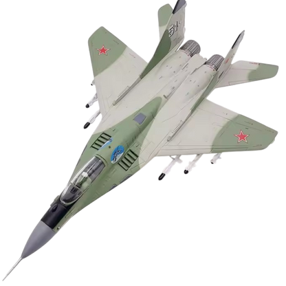 MiG-29 Fulcrum Russian Fighter Jet 1:100 Diecast Military Aircraft Model with Display Stand | Collectible Plane