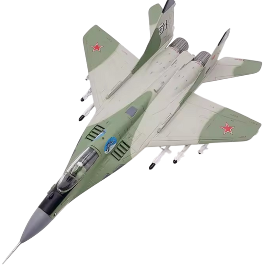 MiG-29 Fulcrum Russian Fighter Jet 1:100 Diecast Military Aircraft Model with Display Stand | Collectible Plane
