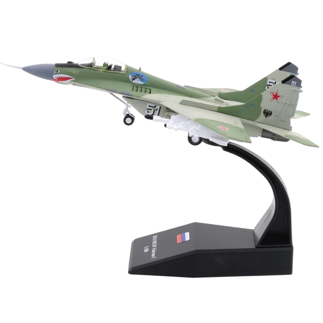 MiG-29 Fulcrum Russian Fighter Jet 1:100 Diecast Military Aircraft Model with Display Stand | Collectible Plane