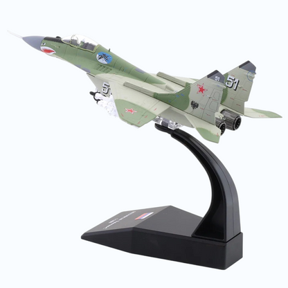 MiG-29 Fulcrum Russian Fighter Jet 1:100 Diecast Military Aircraft Model with Display Stand | Collectible Plane