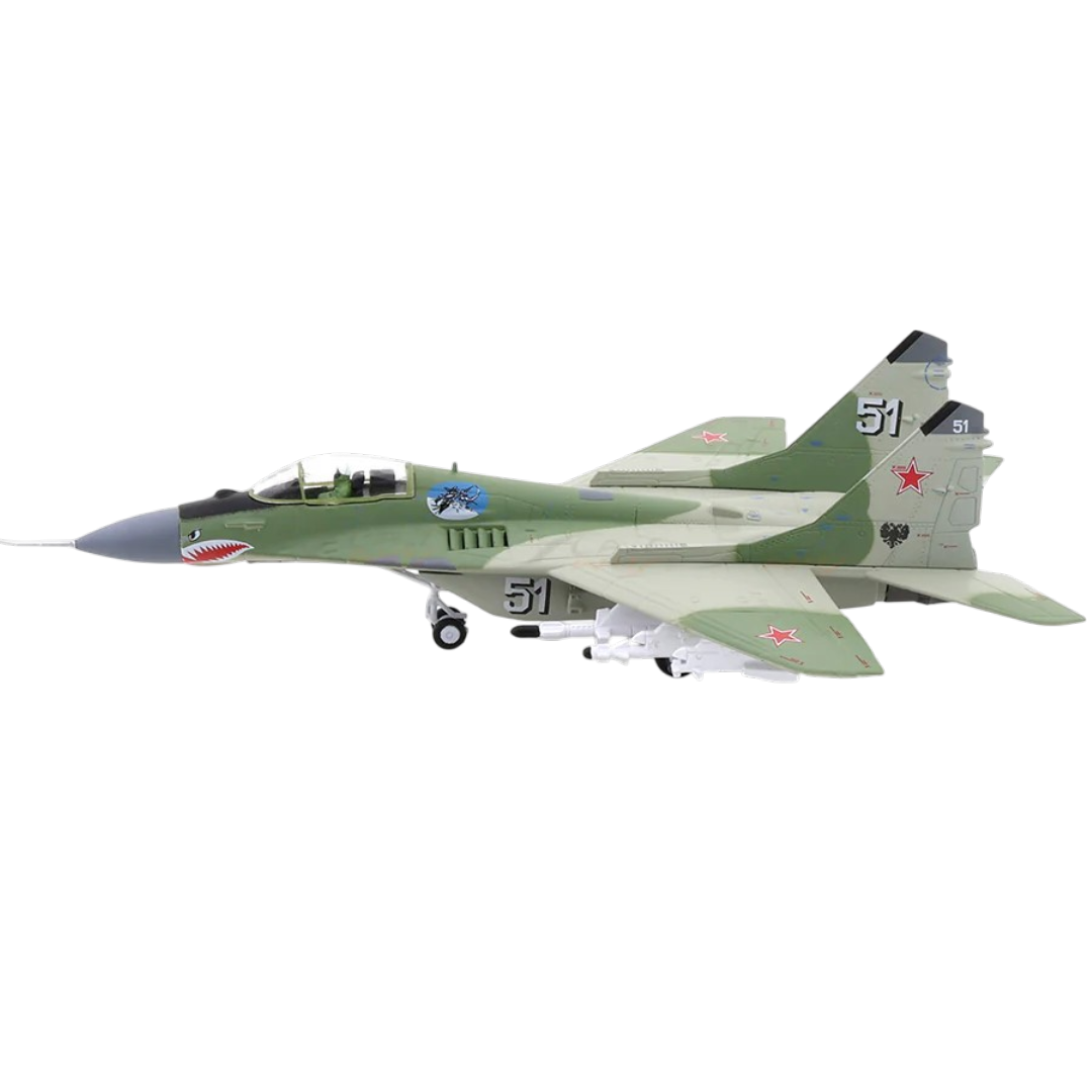 MiG-29 Fulcrum Russian Fighter Jet 1:100 Diecast Military Aircraft Model with Display Stand | Collectible Plane
