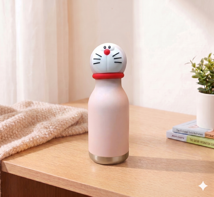 Afresh 365 Doraemon Character Head 450ml Insulated Stainless Steel Kids Water Bottle with Straw | 16oz Vacuum Flask With 2 Colour Variants