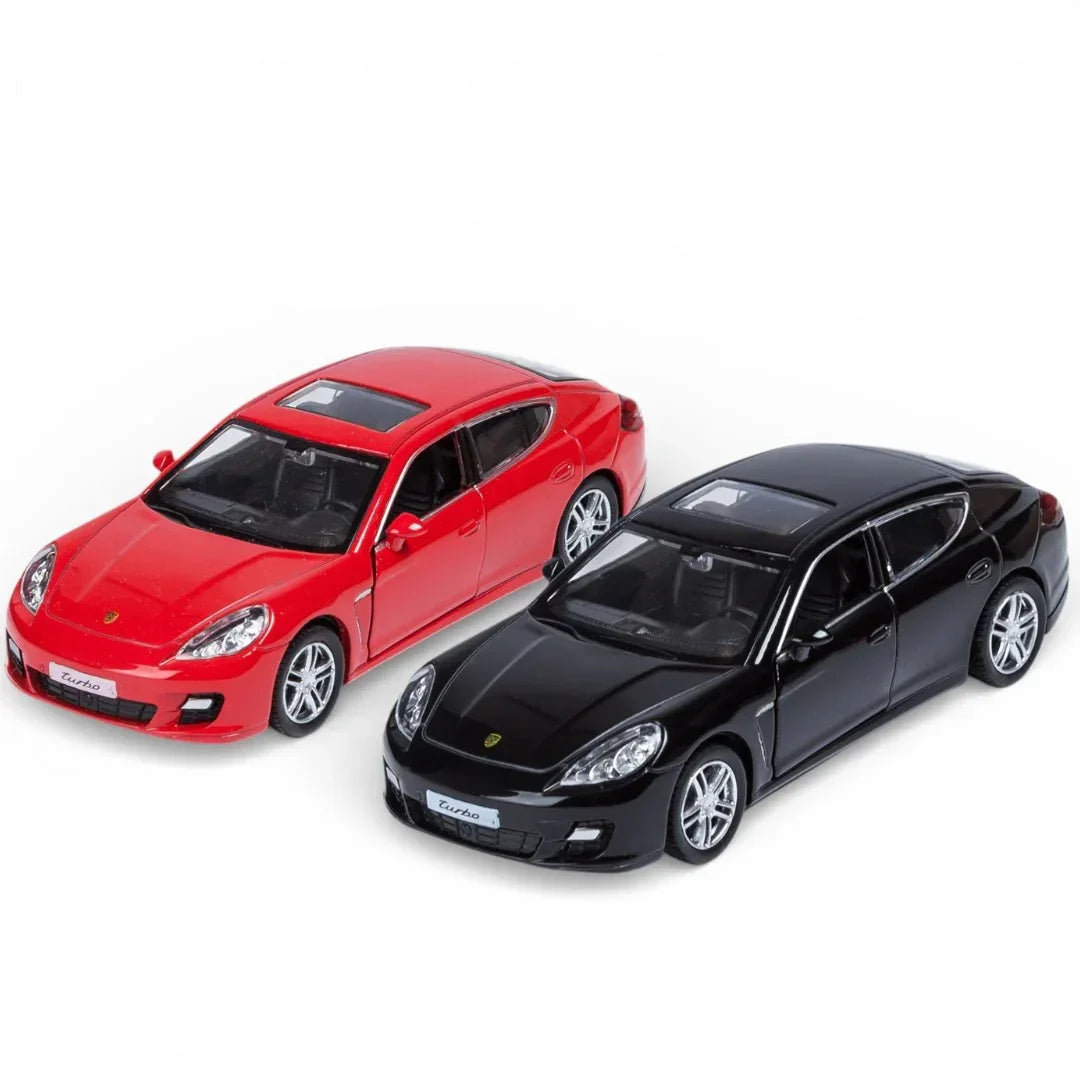 RMZ City Porsche Panamera Turbo 1:36 Die-Cast Car | Pull Back & Go | Openable Doors | Red / Black