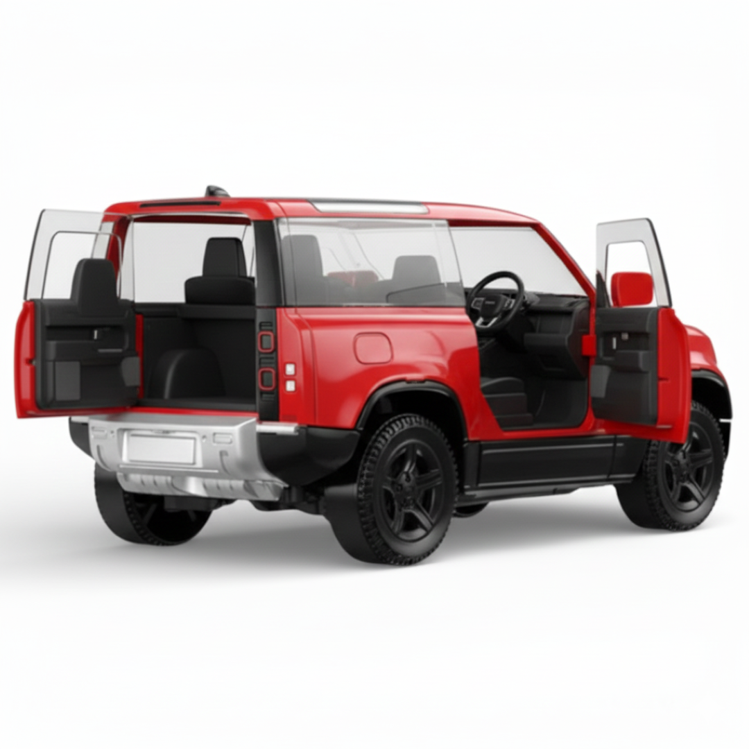 RASTAR 1:24 Scale Land Rover Defender 90 Diecast Model Car – Red SUV | Premium Metal Collectible with Opening Doors