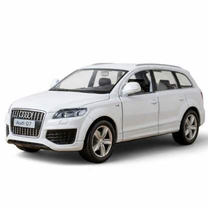 RMZ City Audi Q7 V12 1:32 Scale Die-Cast Model SUV – Metallic Blue & White Collectible Luxury Car with Opening Doors, Pull-Back Action
