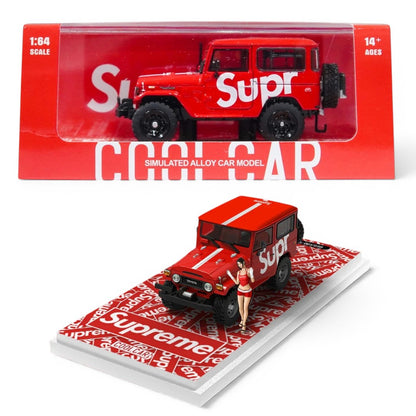 Cool Car 1:64 Toyota Land Cruiser FJ40 Supreme Figure Edition Diecast Model Car with Display Base & Figure – Limited Edition