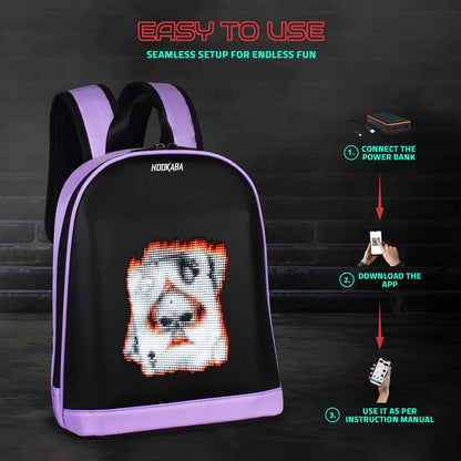 Hookaba Bold Bling Bag – LED Light-Up Fashion Backpack | Hard Shell | Waterproof | Statement Style - Purple - Jaiman Toys