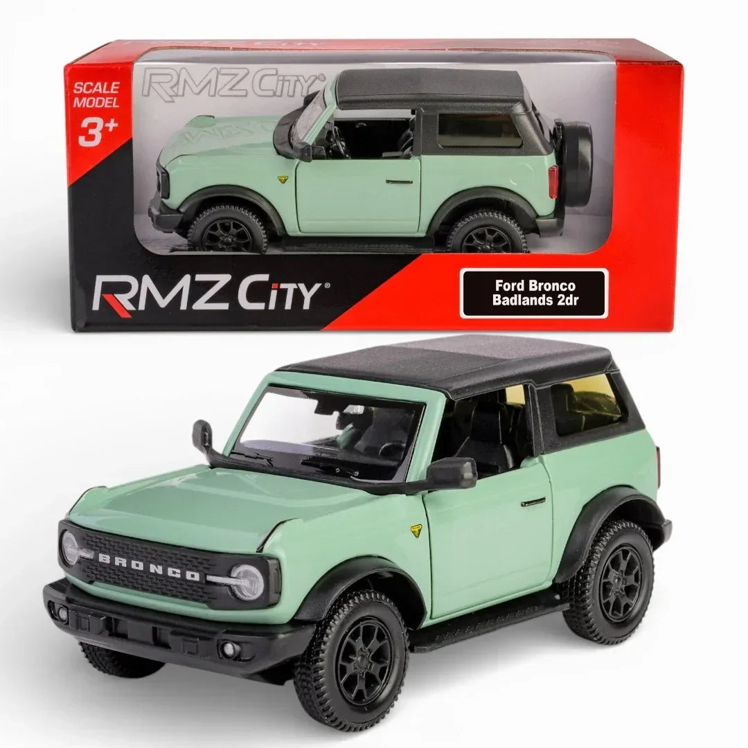 RMZ City 1:36 Ford Bronco Badlands 2dr Diecast Car Model – White | Openable Doors, Sound & Light