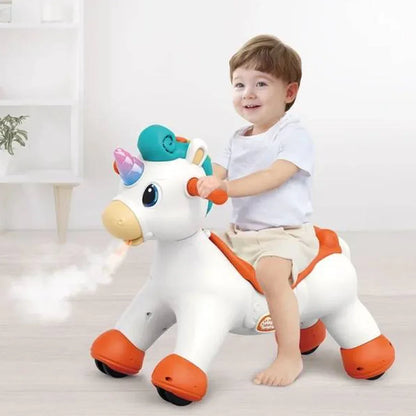 Hola Toys Musical Unicorn – 3-in-1 Rocking Spray Ride-On for Kids (18 Months to 8+ Years) - Jaiman Toys