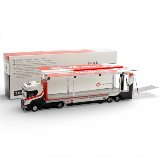 Maxwell 1:64 Scania S730 World Enclosed Double Deck Truck – Metal Diecast Collectible Model