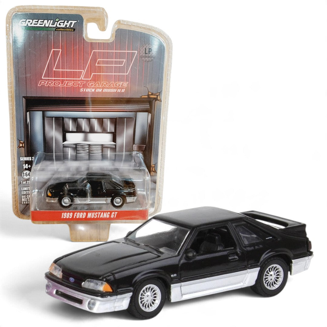GreenLight 1:64 1989 Ford Mustang GT Black – Project Garage Series 2 Diecast Model Car