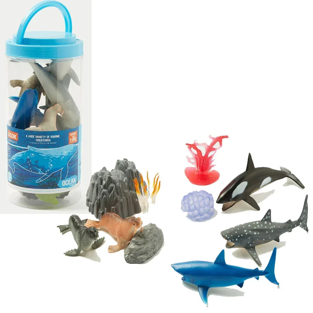 Sea Container Toy Ocean Animal Toy Jar – 15+ Marine Creatures with Accessories, Educatio ...