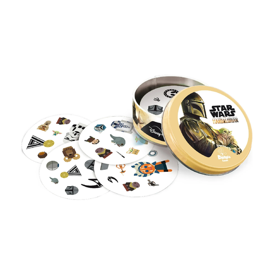 DOBBLE STAR WARS- The Mandalorian Spot It Games - Card Game! 55 Cards, 5 Mini Games, 2-8 Players Quick 15-Min Play Time Age 6+