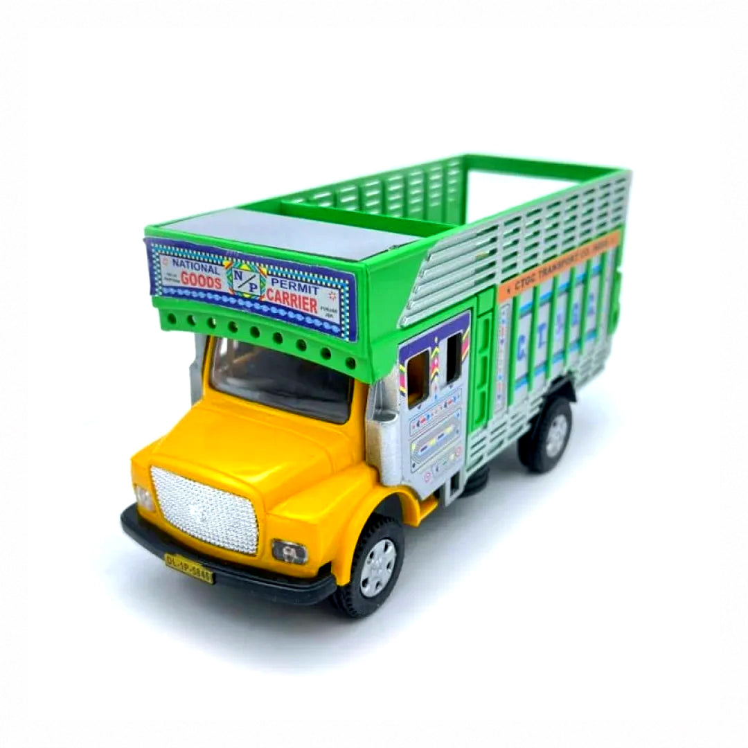 Centy Toys Tiny Truckies Public Truck Pull Back Action Green & Yellow | Opening Rear Tailgate | Plastic Toy Goods Carrier Truck | 3+ Years