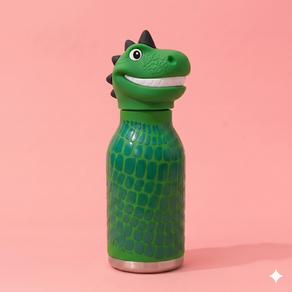 AFRESH 365 Animal Head Collection Dinosaur Stainless Steel Vacuum Insulated Water Bottle 450ml (16oz) with Straw & Cleaning Brush (Copy)