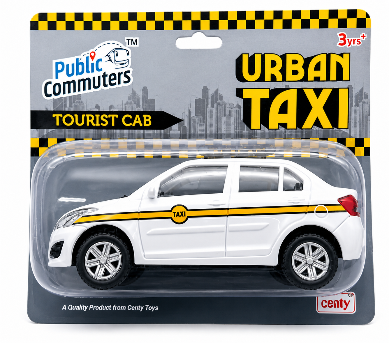 Centy Urban Tourist Cab Pull Back Toy Car for 3Y+ White