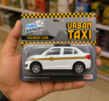 Centy Urban Tourist Cab Pull Back Toy Car for 3Y+ White