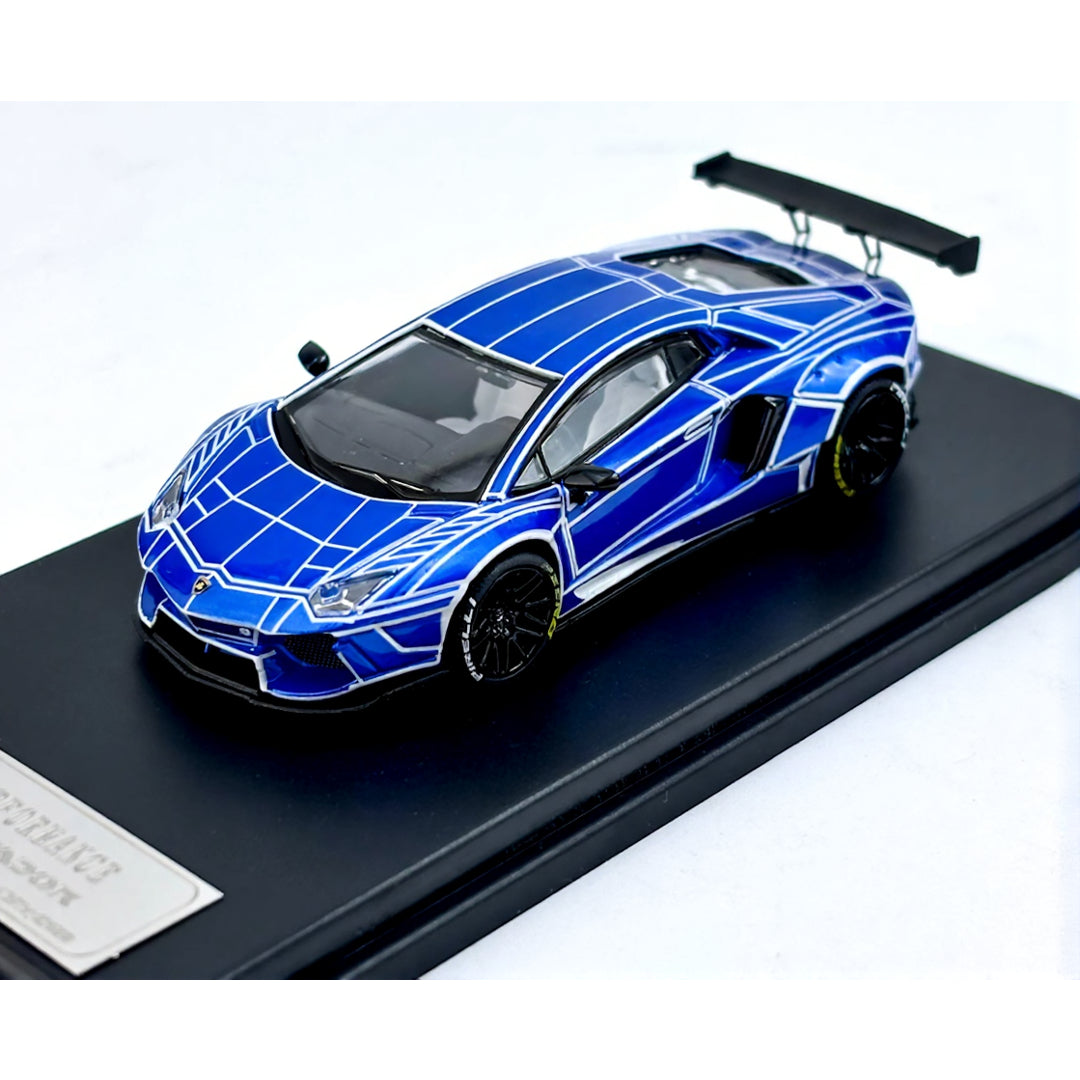 KING Model 1:64 Lamborghini LB  Aventador Performance – Metallic  Blue Grid Edition Diecast Model Car