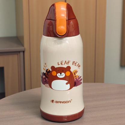 Bangda 560ml Stainless Steel Lecai Vacuum Children Water Bottle – Leaf Bear Theme