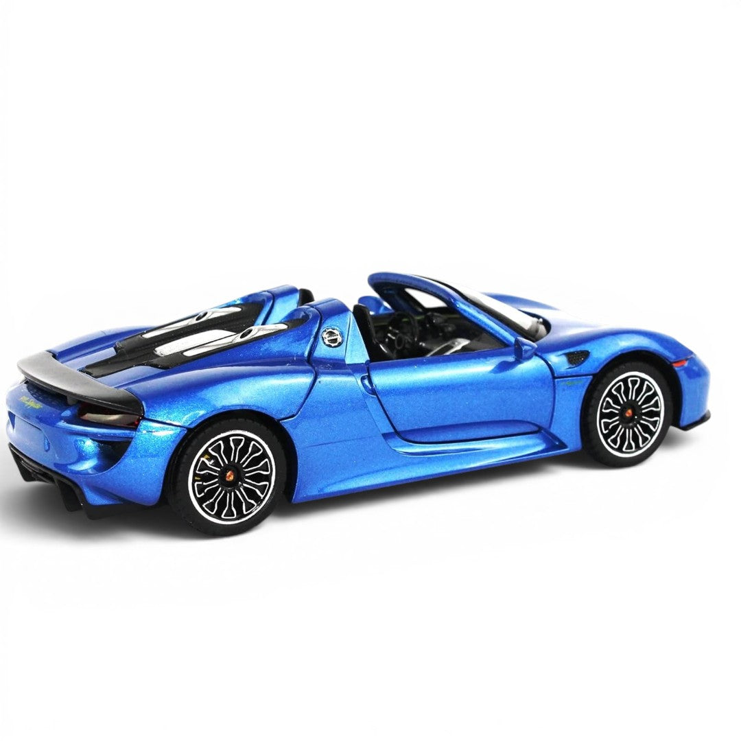 MSZ 1:24 Porsche 918 Spyder Blue Die-Cast Model Car with Openable Parts