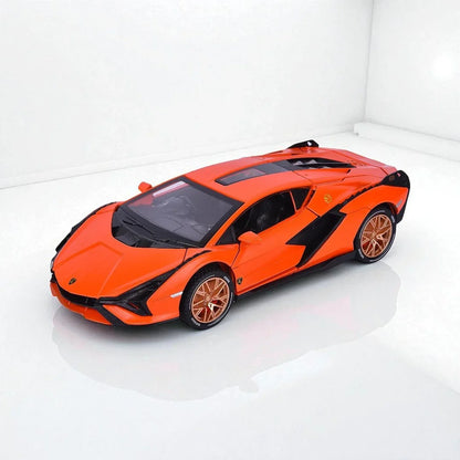 JOY JUNCTION 1:24 Lamborghini Sian FKP 37 Die-Cast Model Car – Orange | Openable Doors, Pull-Back Action, Lights & Sound (JJ262) - Jaiman Toys