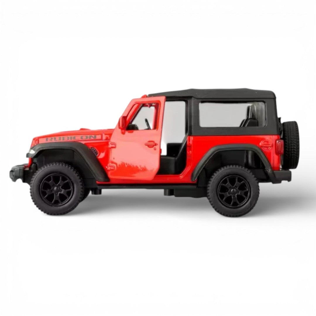 RMZ City 1:36 Jeep Wrangler Rubicon Alloy Diecast Model Car – Pull Back & Go | Openable Doors | 2 Color Variants