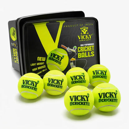 Vicky Rubber Cricket Tennis Ball (Green , Pack Of 6)Material: Rubber , Standard Size