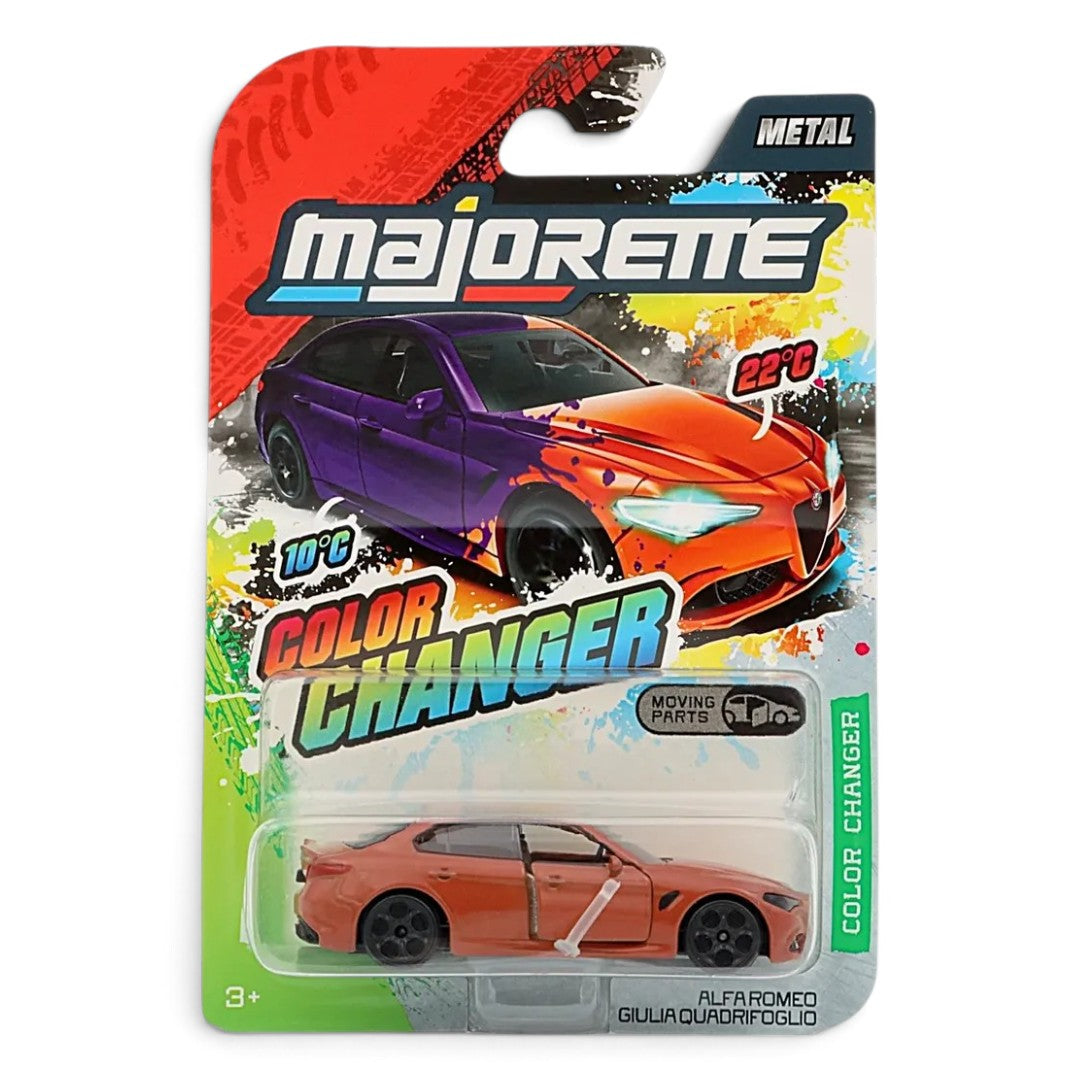 Majorette Color Changer Alfa Romeo Giulia Quadrifoglio Metal Diecast Car with Moving Parts – Heat Sensitive Toy