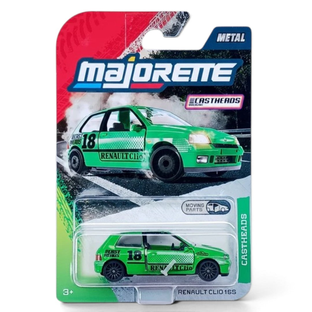Majorette Renault Clio 16S Castheads Metal Die-Cast Car with Moving Parts | Green Racing Car Toy 3+ Years