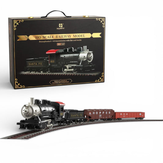 HANFIY 66200 HO Scale Railway Model Train Set No.66200 – Pennsylvania 0-4-0 Steam Locomotive with Metal Tracks (187 x 98 cm Layout)