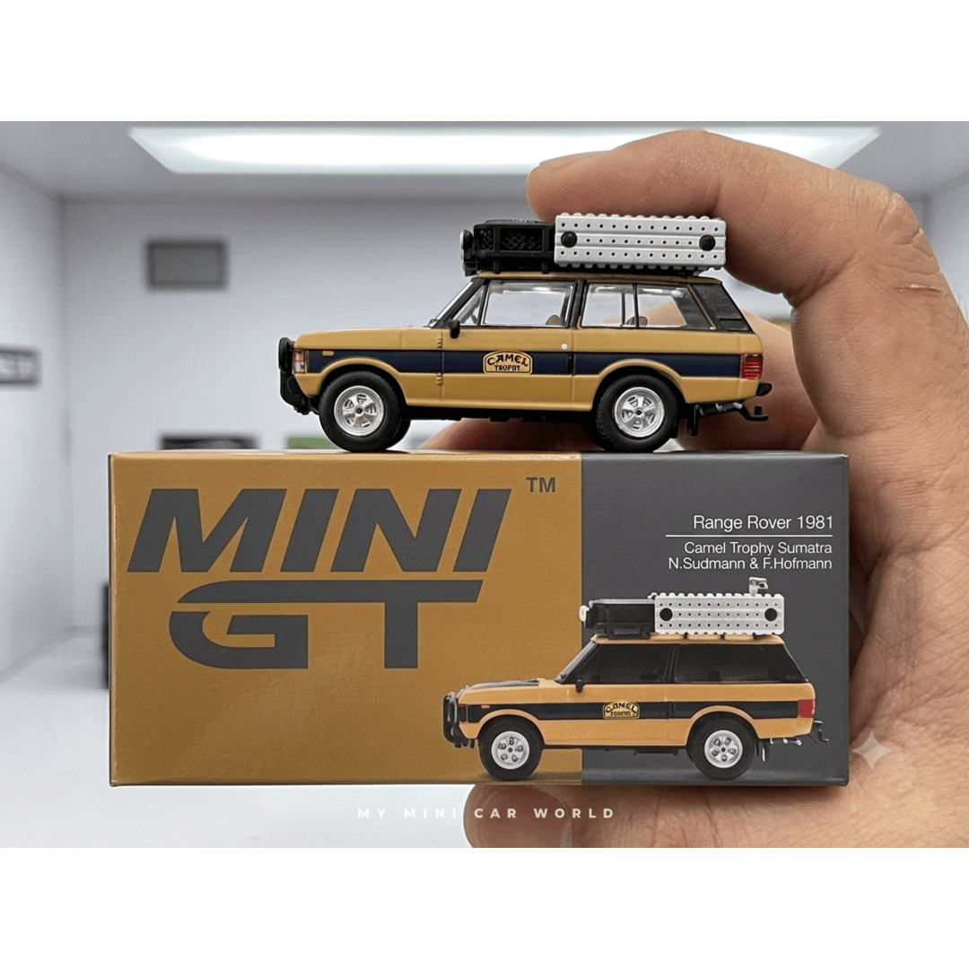 MINI GT 1:64 Range Rover 1981 Camel Trophy Sumatra Diecast SUV – N. Sudmann & F. Hofmann