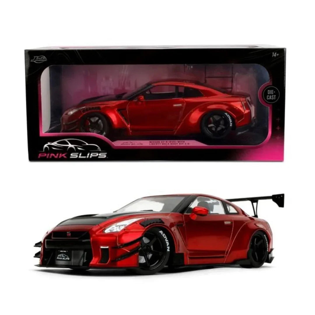 Jada Toys Pink Slips Nissan GT-R R35 LB Kit 1.5 Red & Black 1:18 Diecast Model Car - Jaiman Toys