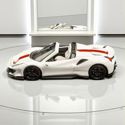 TPC 1:64 Novitec 488 Pista Spyder Model Car  White  Diecast Car Model